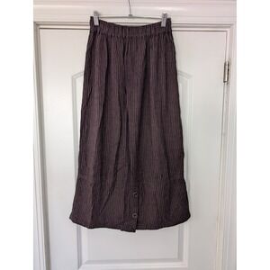 Winter Sun Striped Maxi Skirt Women's Medium Brown Black artsy lagenlook Midi